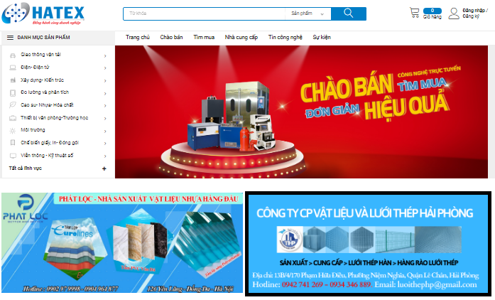Quảng cáo trang chủ bên dưới slide