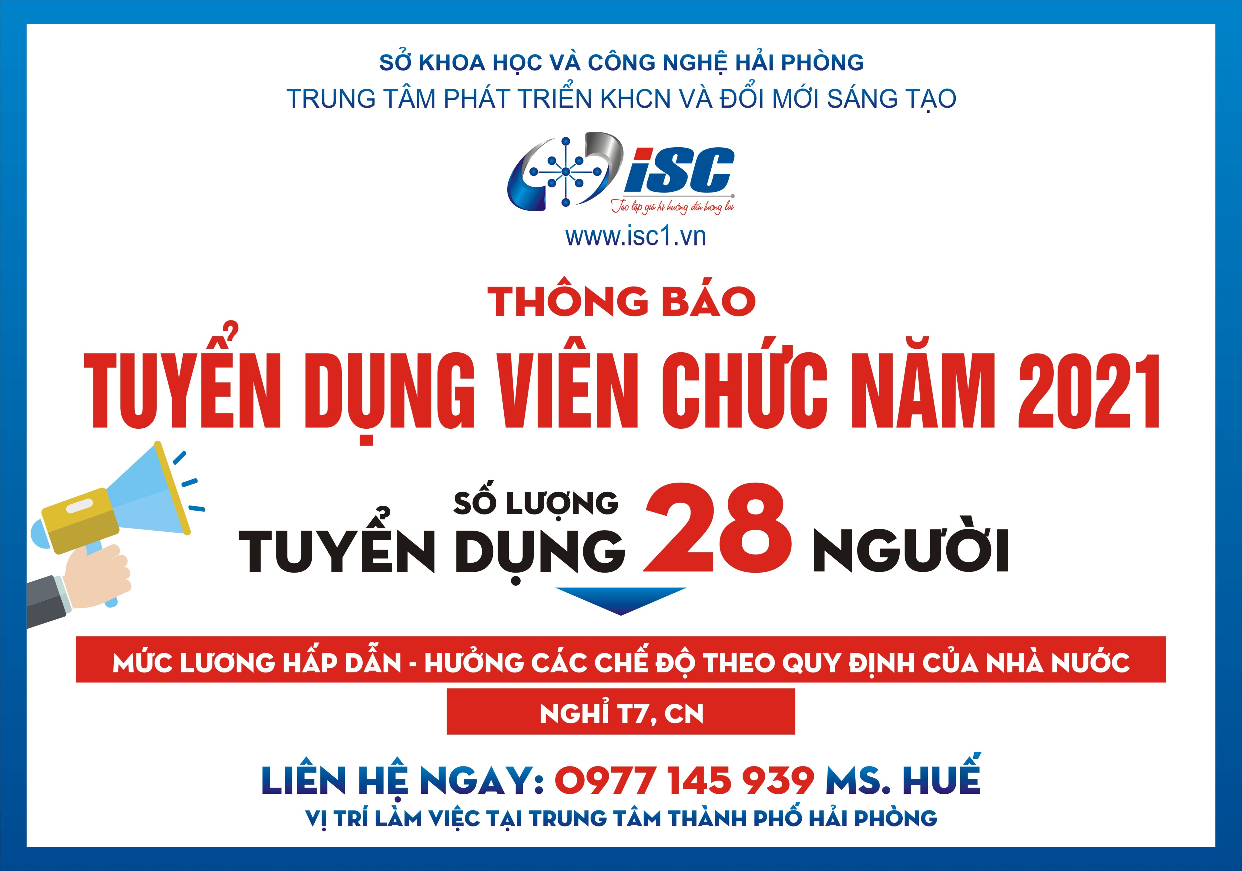 Thông báo tuyển dụng viên chức năm 2021- Trung tâm phát triển Khoa học- Công nghệ và Đổi mới sáng tạo