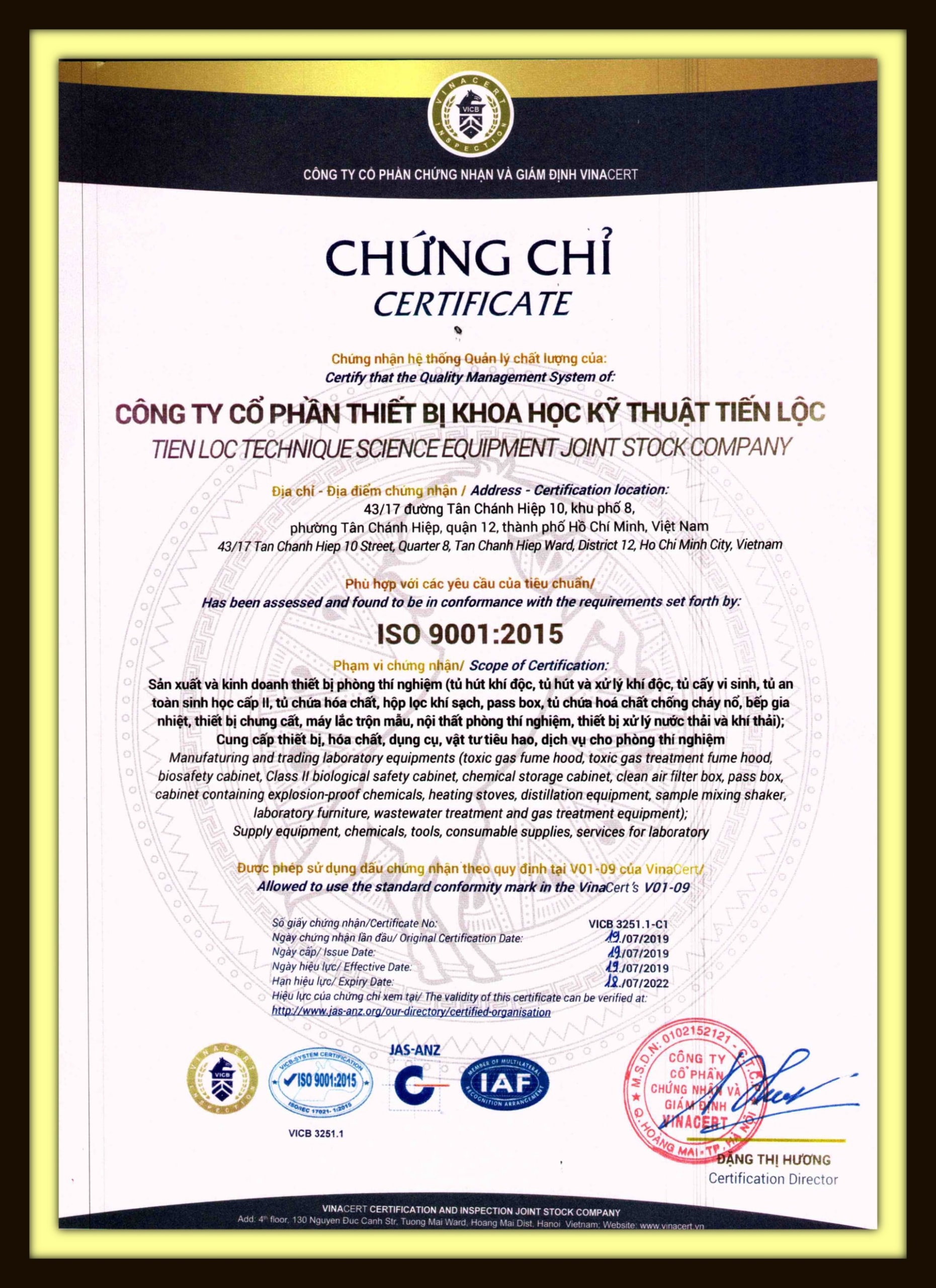 Công ty cổ phần thiết bị khoa học kĩ thuật Tiến Lộc