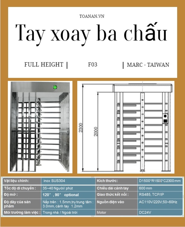 Tay xoay ba chấu loại lớn
