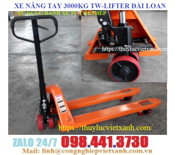 Xe nâng tay 3000kg TW-LIFTER bánh PU lõi thép
