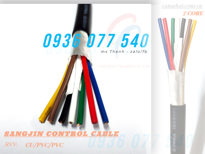 Cáp điều khiển Sangjin 7C x 0.5 SQMM - Cáp Sangjin RVV - CU/PVC/PVC