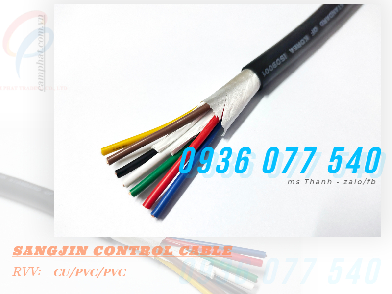 Cáp điều khiển Sangjin 7C x 0.5 SQMM - Cáp Sangjin RVV - CU/PVC/PVC