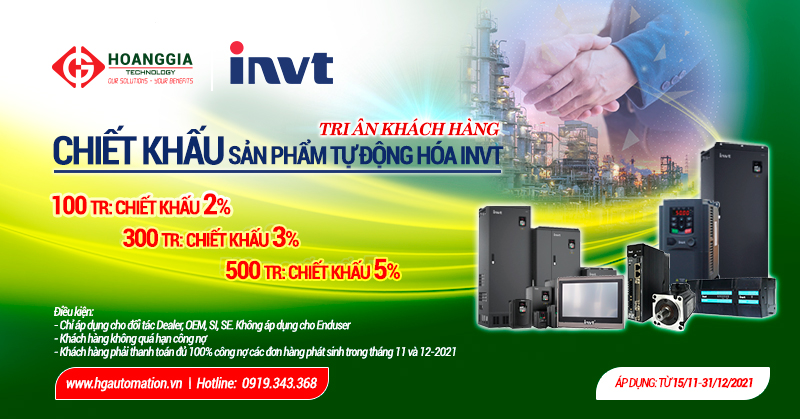 Chương trình: "Chiết khấu sản phẩm tự động hóa INVT” cho đối tác của HGA