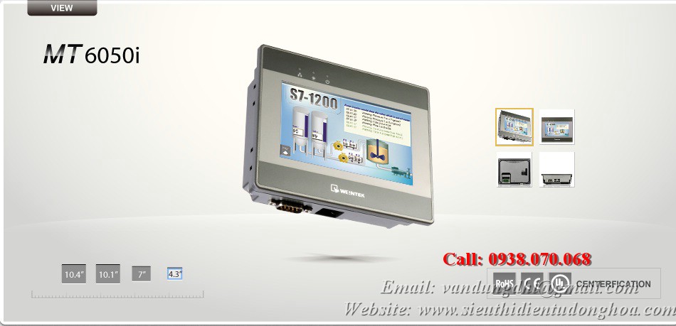 Màn hình cảm ứng 4.3inch, 65536 màu MT6050i chính hãng