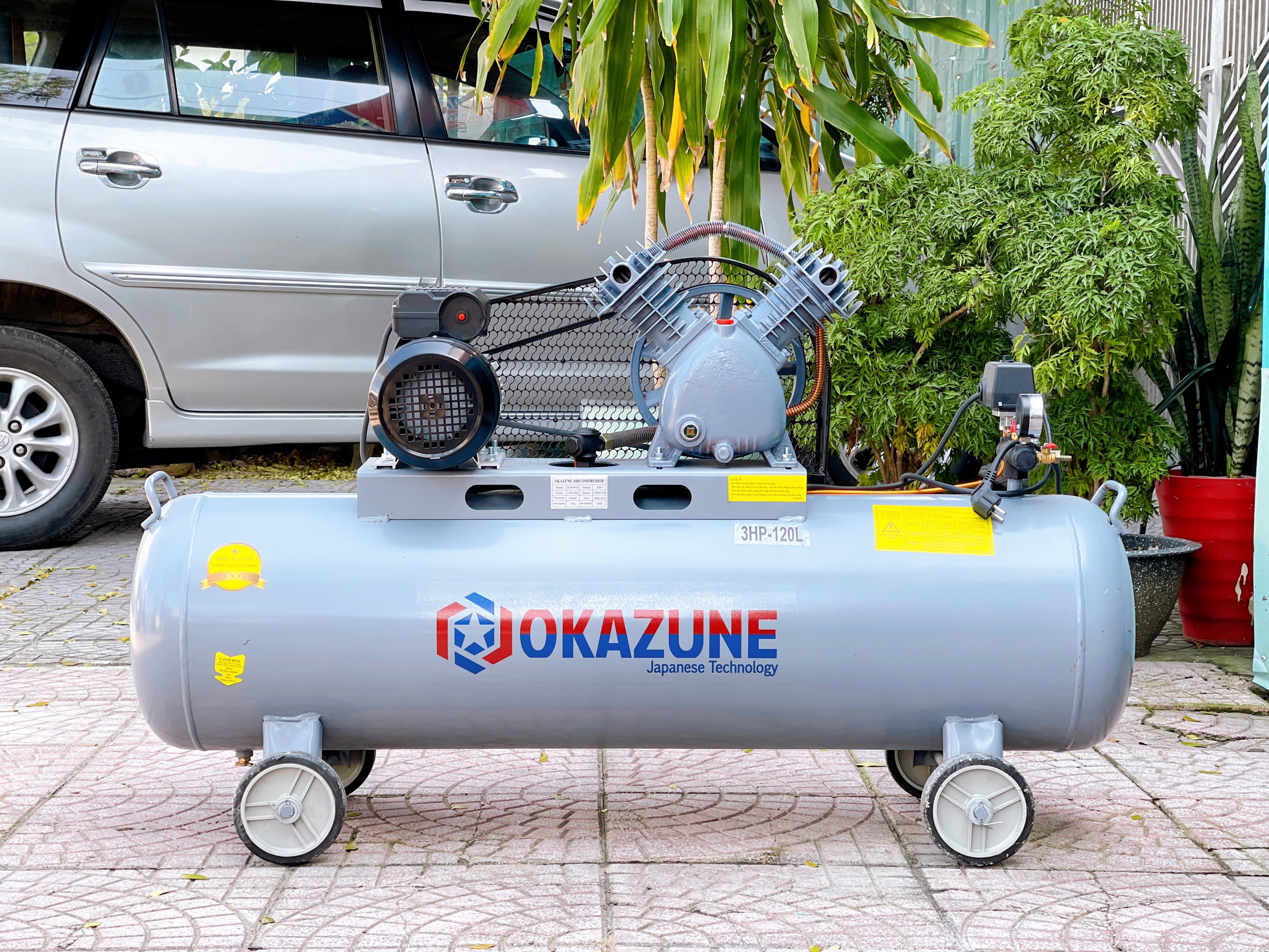 Máy nén khí dây đai Okazune 3HP 120L
