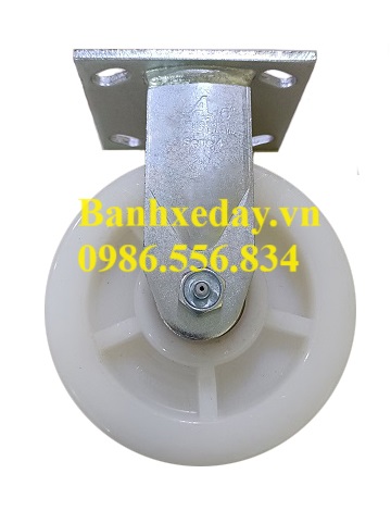 Bánh xe đẩy nhựa trắng PA càng thép chịu tải nặng