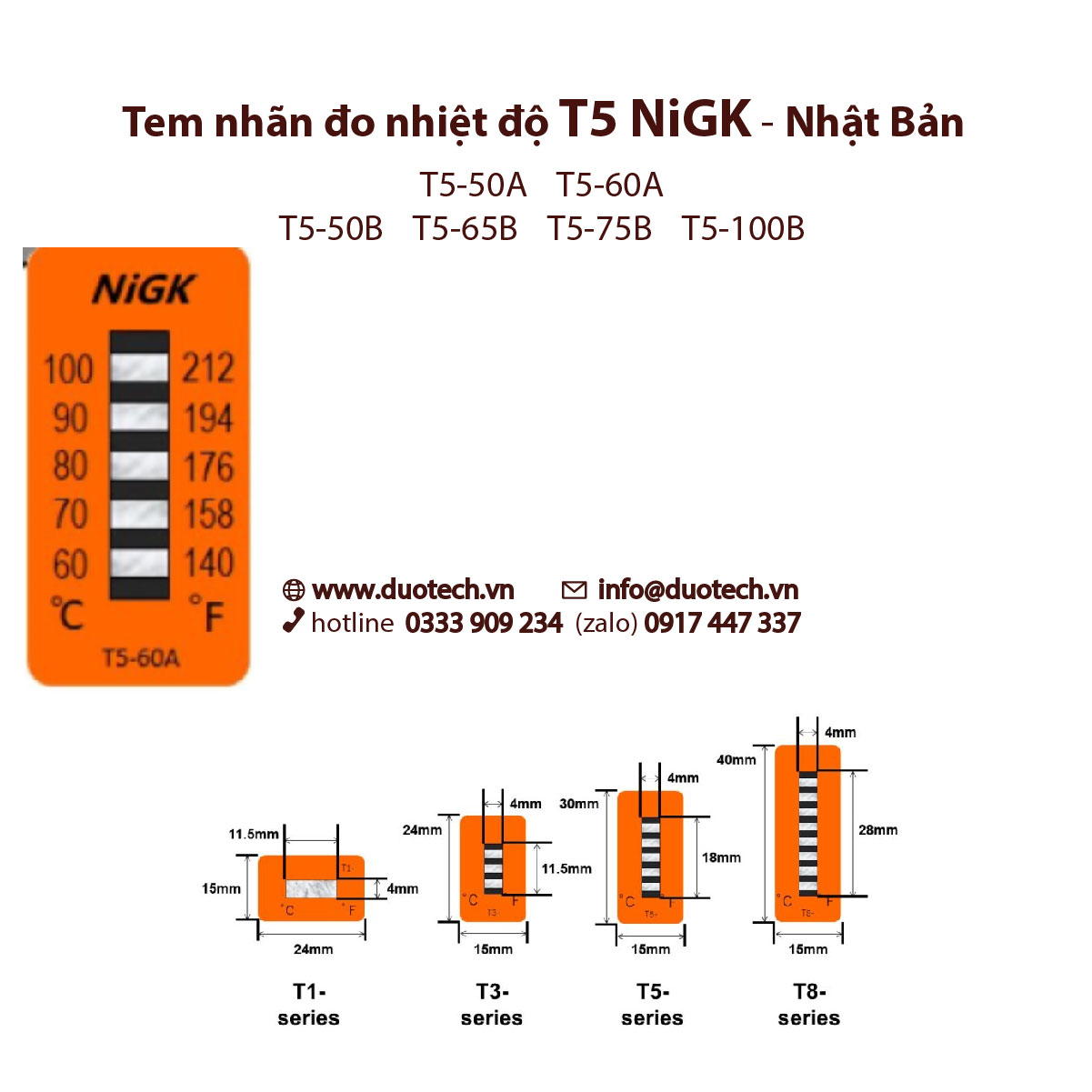 t5 t8 a nigk the bao mieng giay dan nhan tem do canh bao giam sat nhiet do cao nigk t5 t8 ma hang t5-50a t5-60a t8-50a