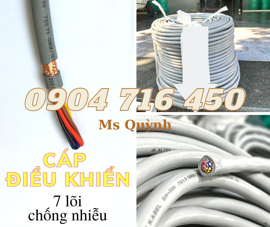 Cáp điều khiển 7 lõi có lưới chống nhiễu 