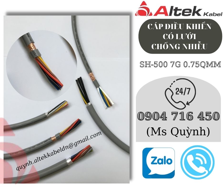 Cáp điều khiển có lưới SH-500 7G0.75 Altek Kabel
