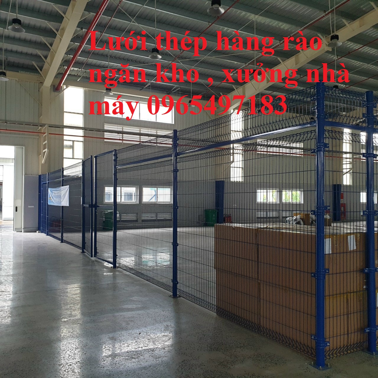 Hàng rào ngăn kho, vách lưới ngăn kho, khung lưới thép hàn ngăn kho xưởng, nhà máy