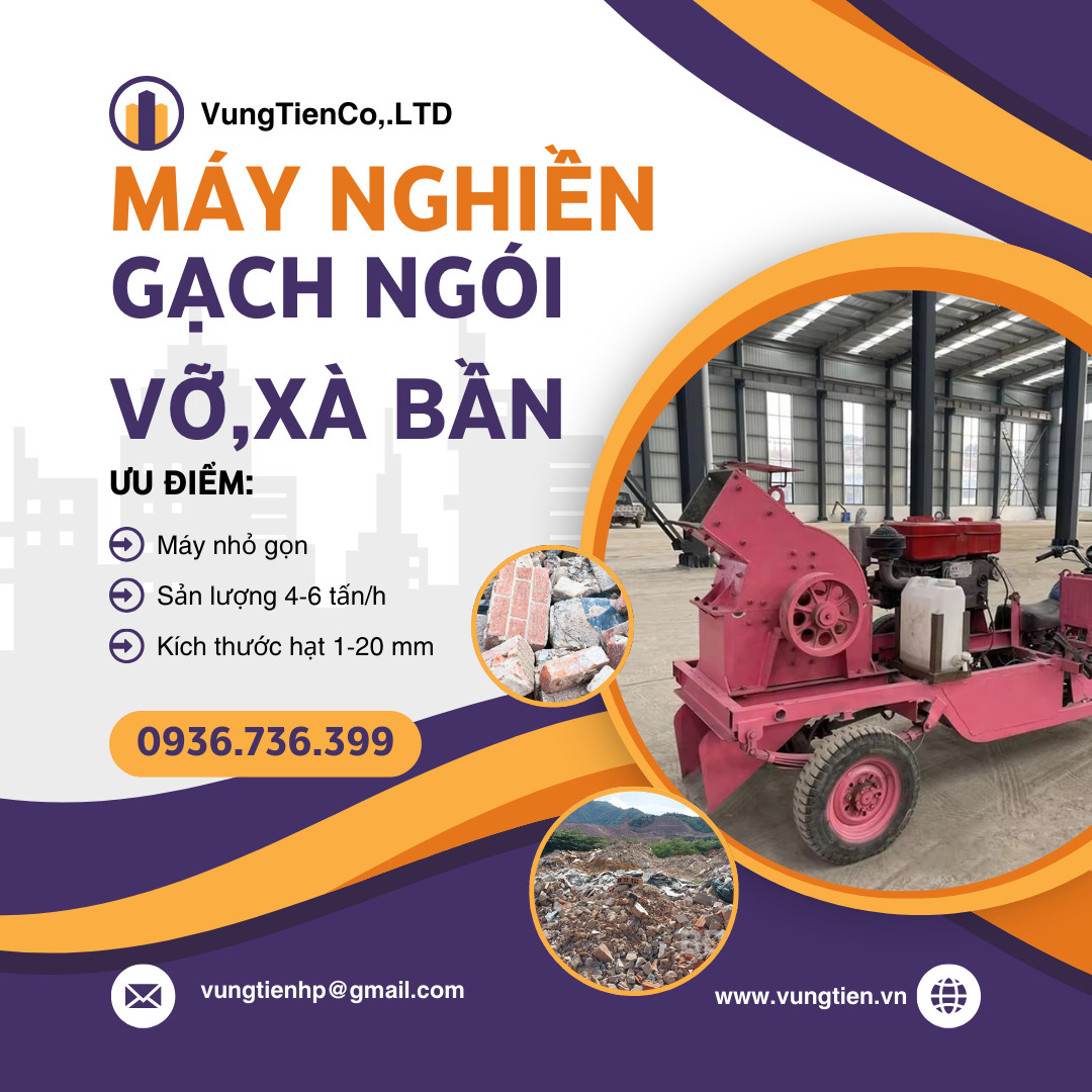 máy tái chế xà bần gạch ngói vỡ 