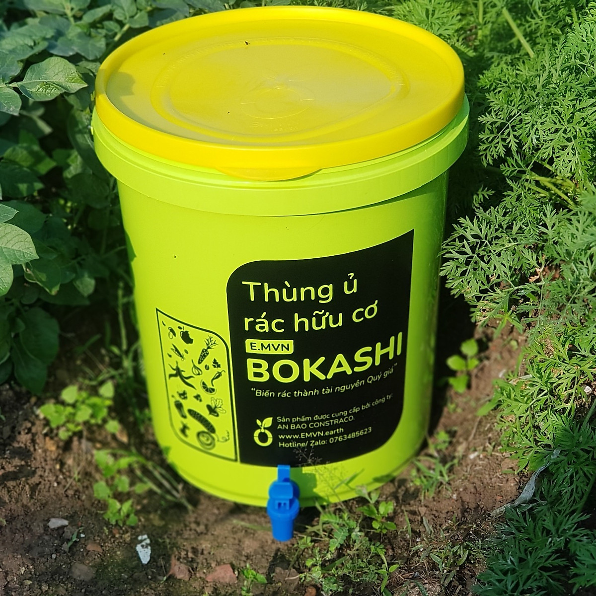 Combo thùng ủ rác hữu cơ Bokashi 2 thùng + 1 túi Bokashi