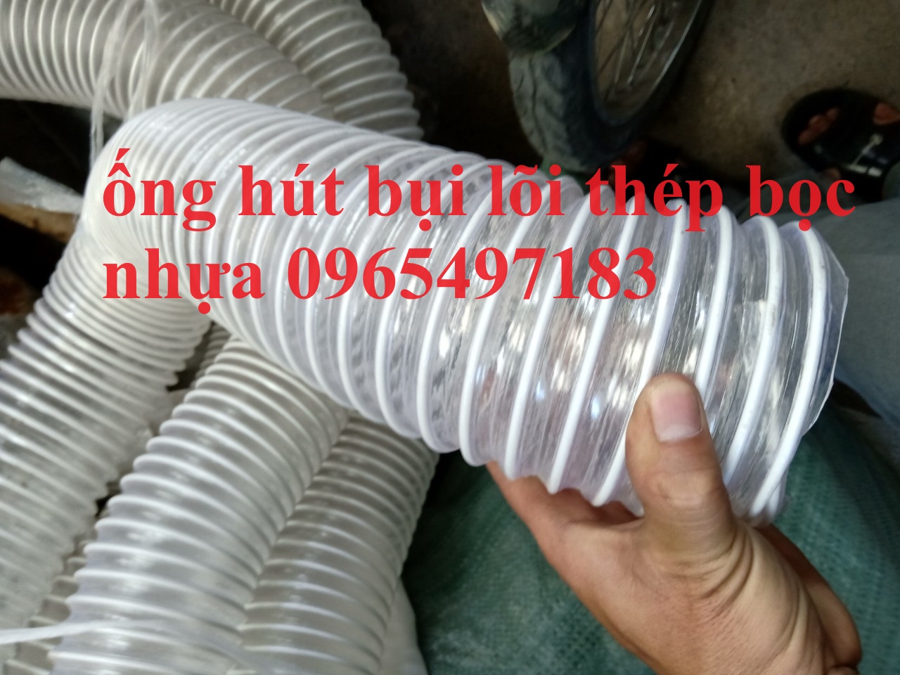 Ống hút bụi lõi thép bọc nhựa phi 50, phi 60, phi 75, phi 100, phi 125, phi 150, phi 200 có sẵn