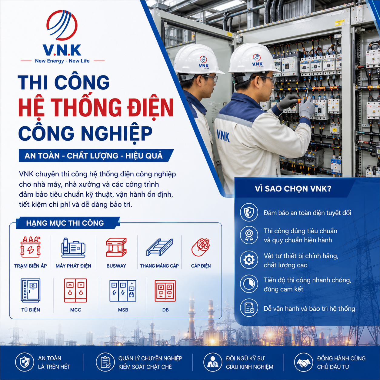 Thi công hệ thống điện công nghiệp